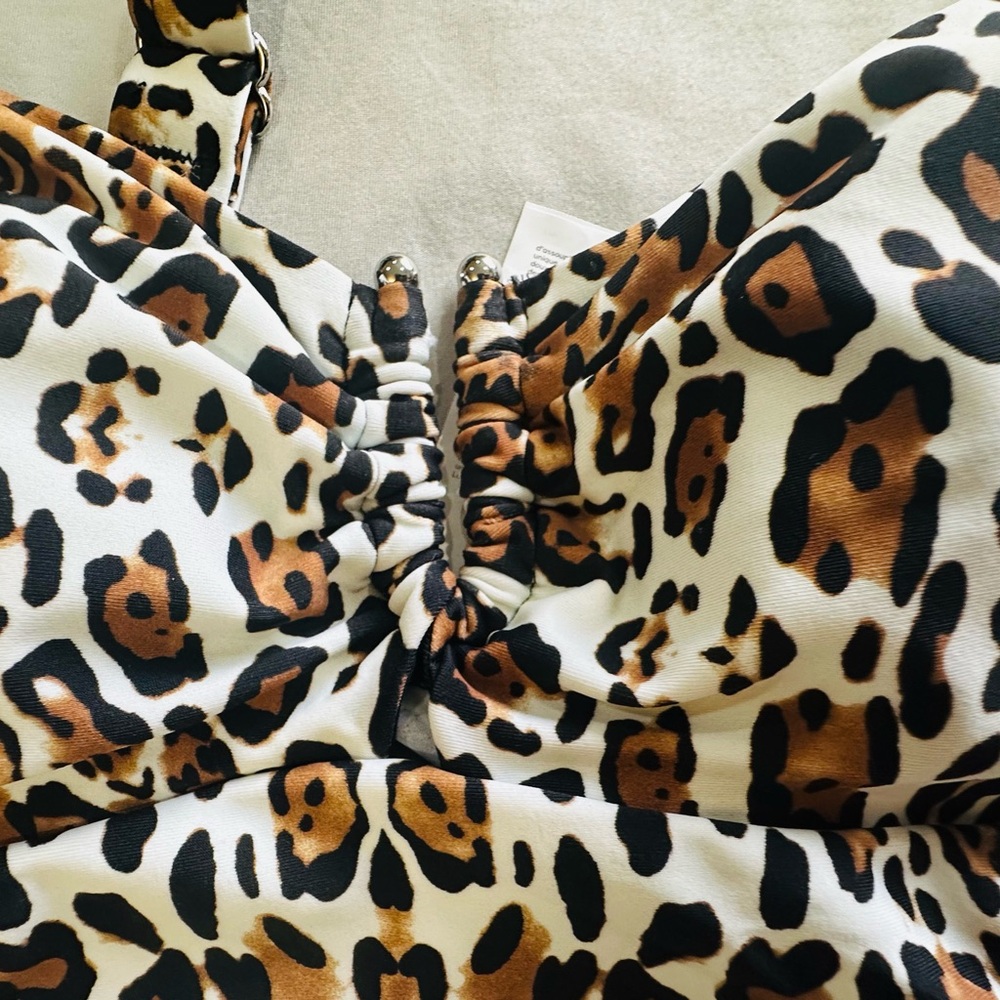 NWT Leopard Pring Tankini / Tummy Control Supportive Swim Top / Size Medium - Picture 11 of 12